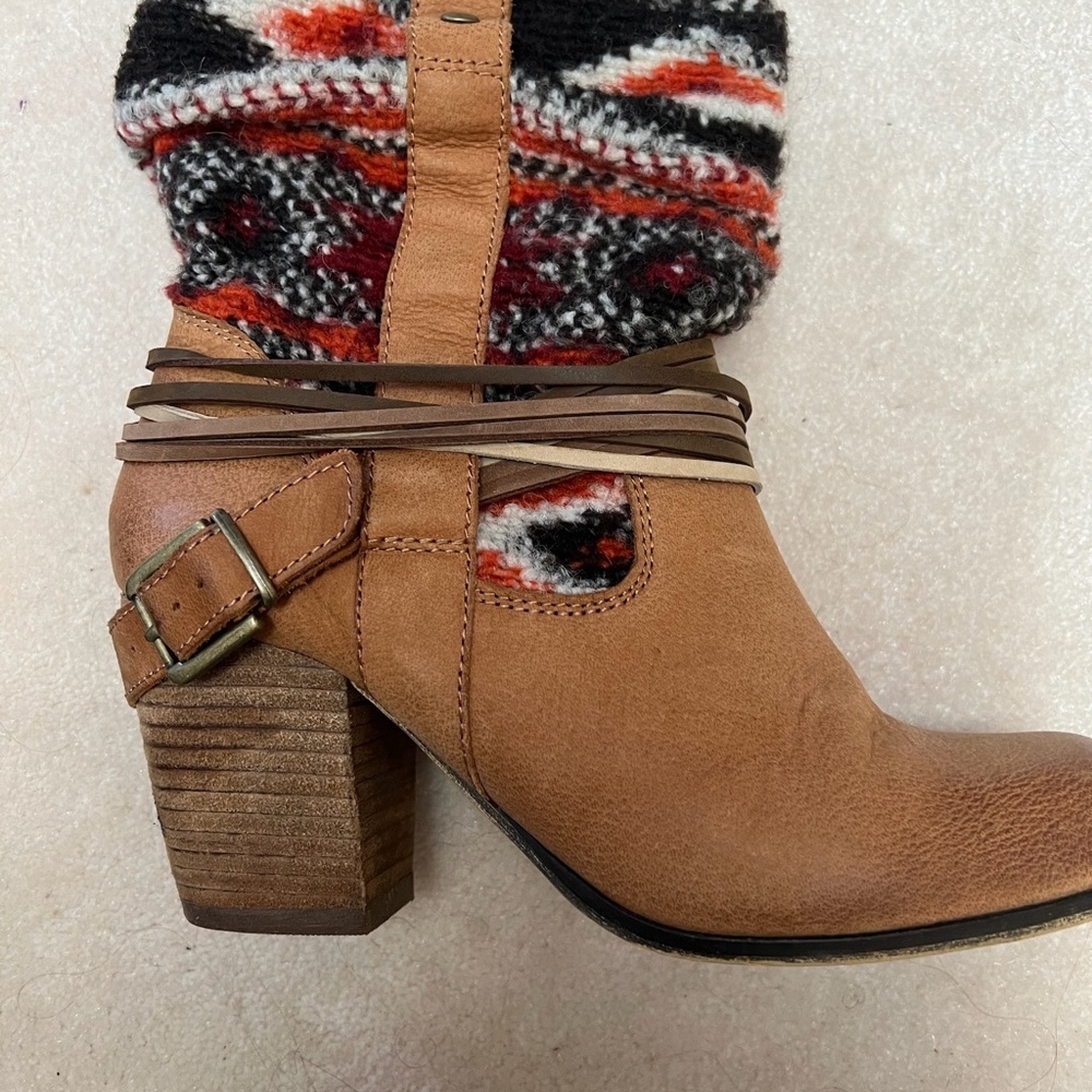 Steve Madden Leather-Sweater Boots 7.5